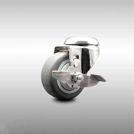 Service Caster 3 Inch 316SS Thermoplastic Rubber Wheel Swivel Bolt Hole Caster with Brake SCC SCC-SS316BH20S314-TPRB-TLB